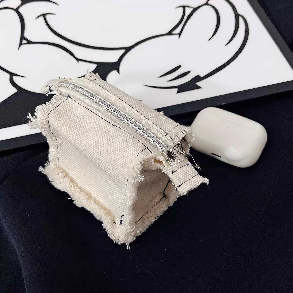 Ins White Small Thick Canvas Coin Bags Purse Mini Zipper Bus Working ID Credit Card Holder Earphone Keys Money Storage Bags G250802