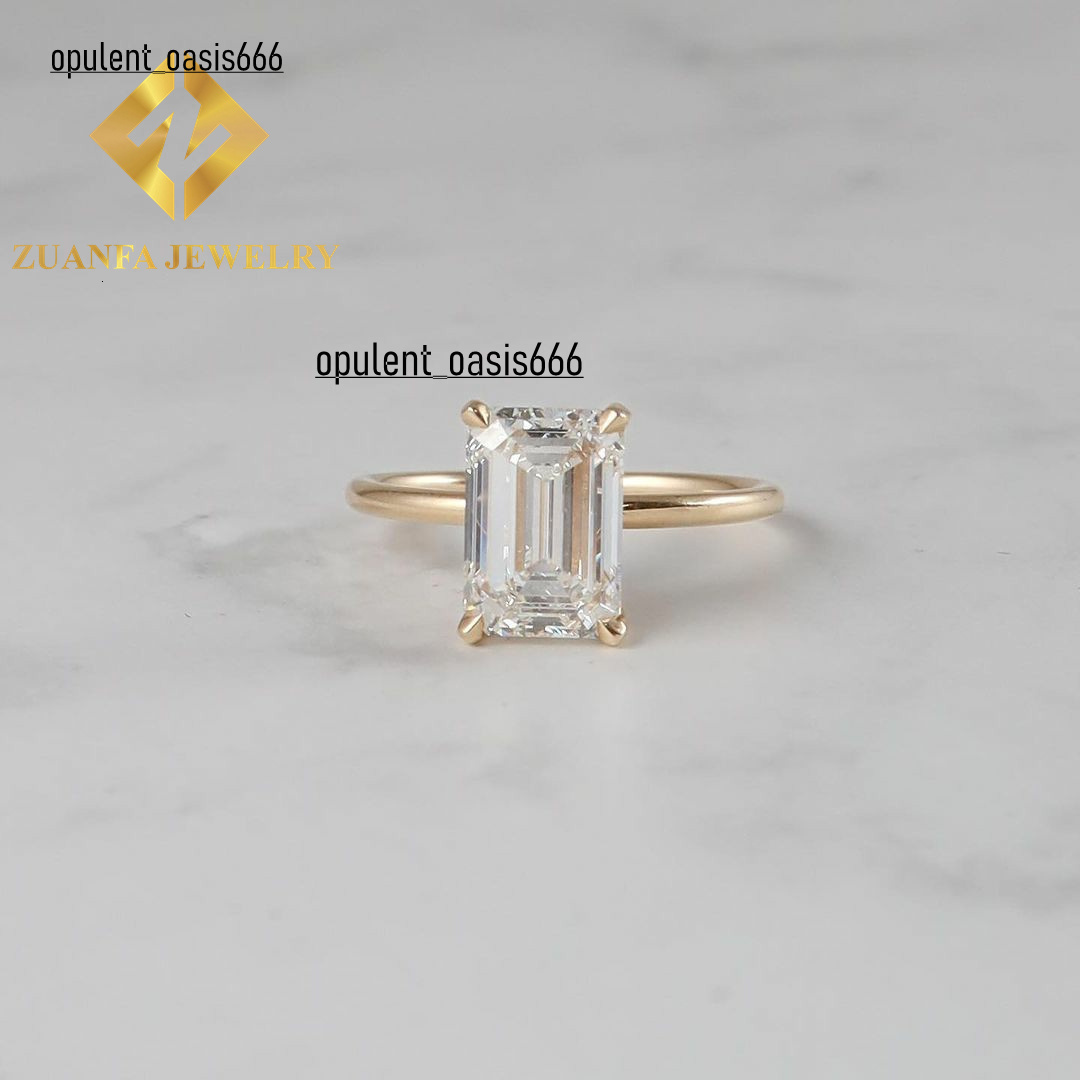 Emerald Cut Lab Diamond Engagement Rings 10K 14K 18K Solid Gold Elegant 4carats Diamond Wedding Rings for Women
