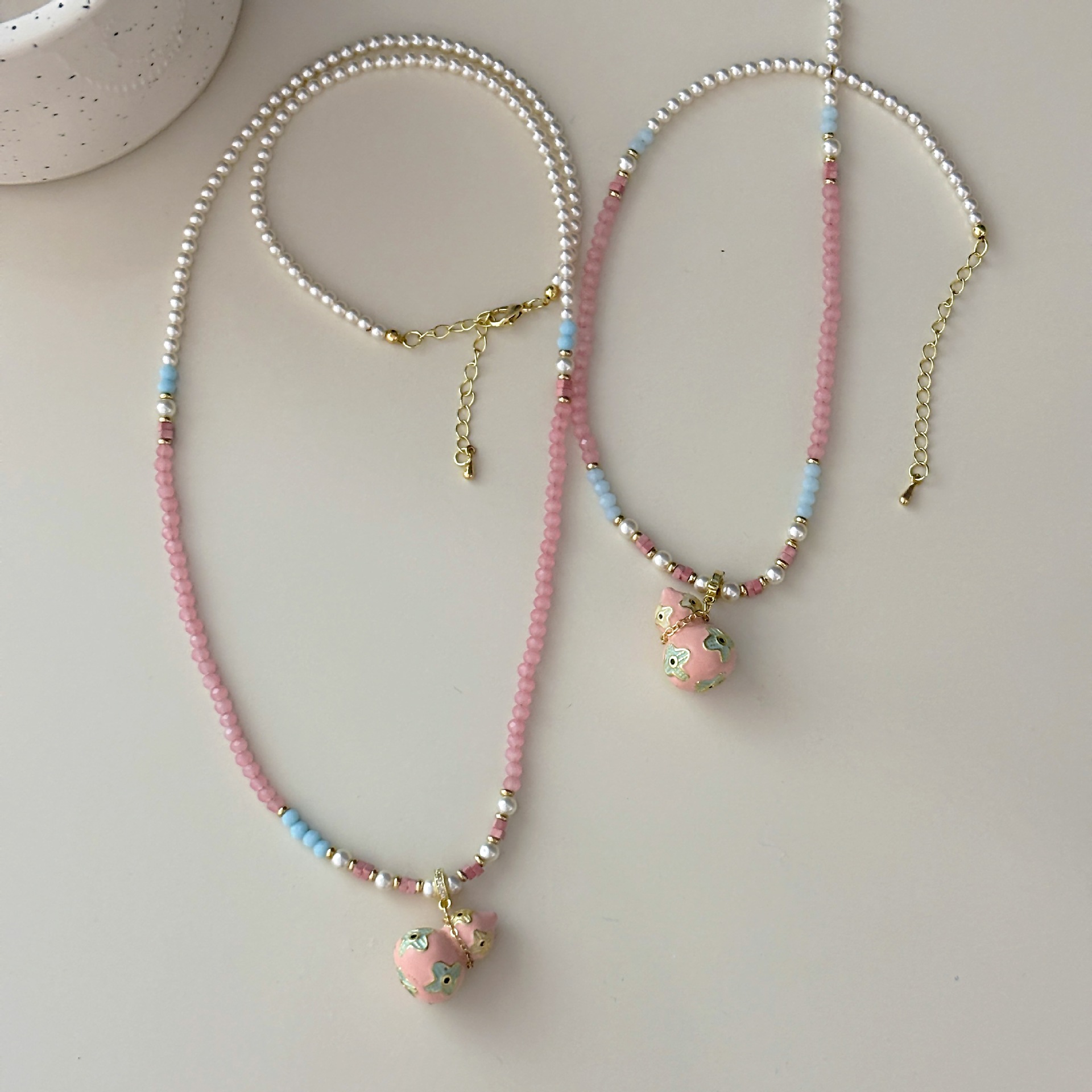 Chinese Neo Chinese Style Summer Trending Dopamine Color Enamel Drizzle Gourd Beaded Necklace for Women Vibrant Elegant Jewelry Accessory