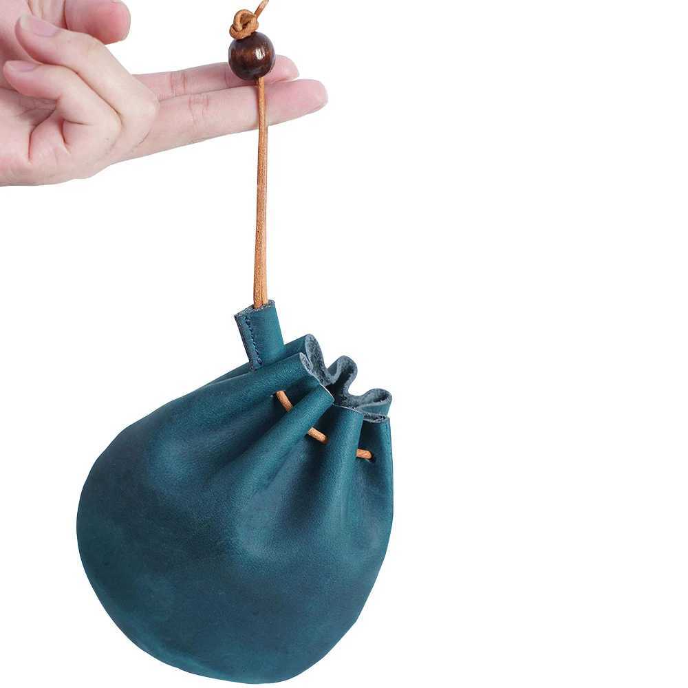 Travel Drawstring Coin Pouch Vintage Leather Cinch Sack Purse for Cash Keys Organizer Handheld Mini Wallet Organizer G250802