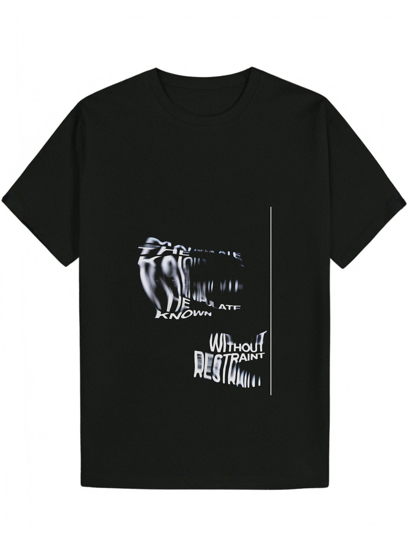 Casual Round Neck Polyester with 'Black' Print, Regular Fit, Letter Pattern, Men's Summer T-Shirt, Everyday Fashion Pattern T-Shirt | S