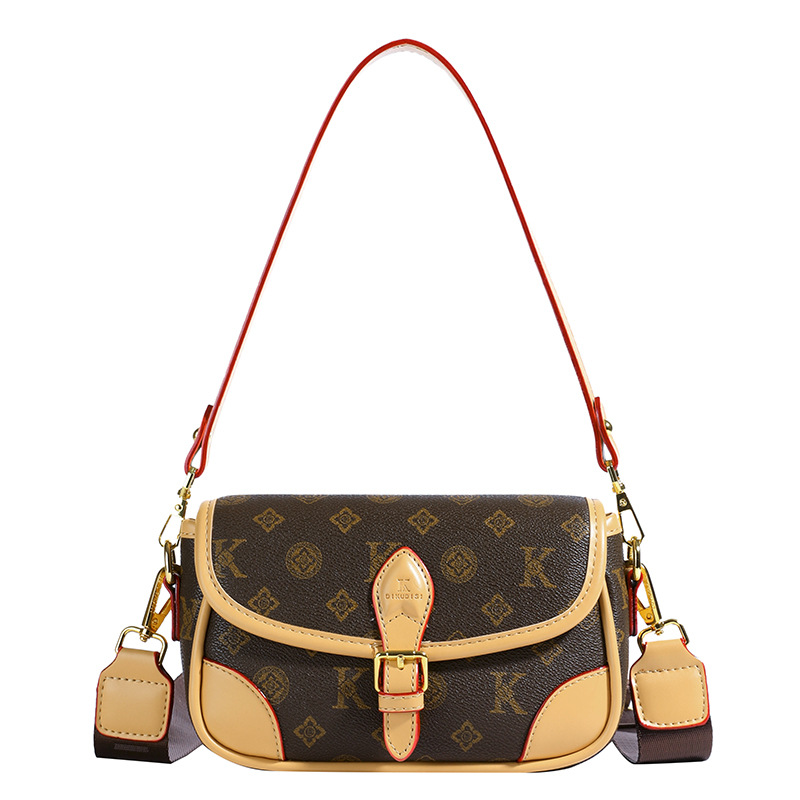 Women's bag, new temperament, splicing print, niche explosive versatile wallet, punch-free shoulder strap, fashionable shoulder bag