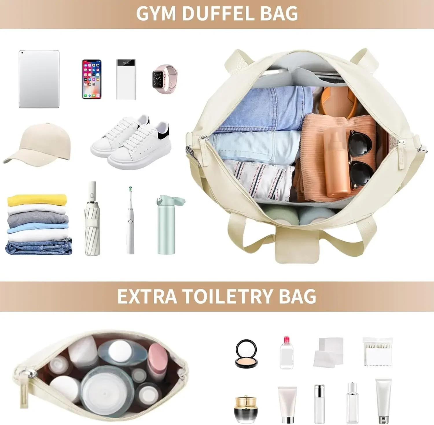 Gym Bag for Women Personal Item Travel Bag with Shoes Compartment Weekender Tote Bag with Pocket Mommy Bag for Women 250801