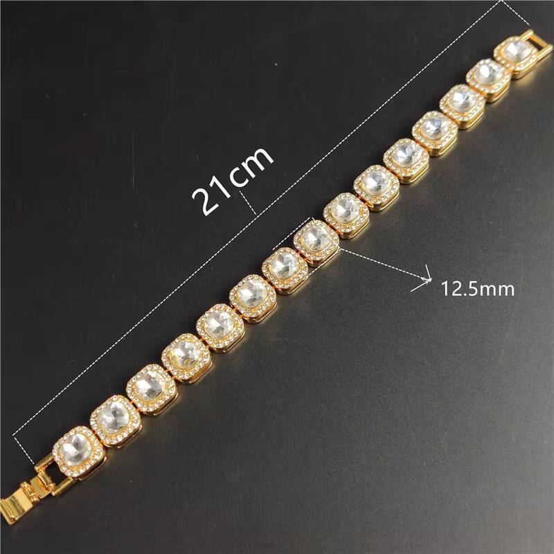 Hip Hop Iced Out Square CZ Diamond Tennis Cuban Link Chain Jewelry Trendy Gold Plated Bling Tennis Choker Necklace for Women Men