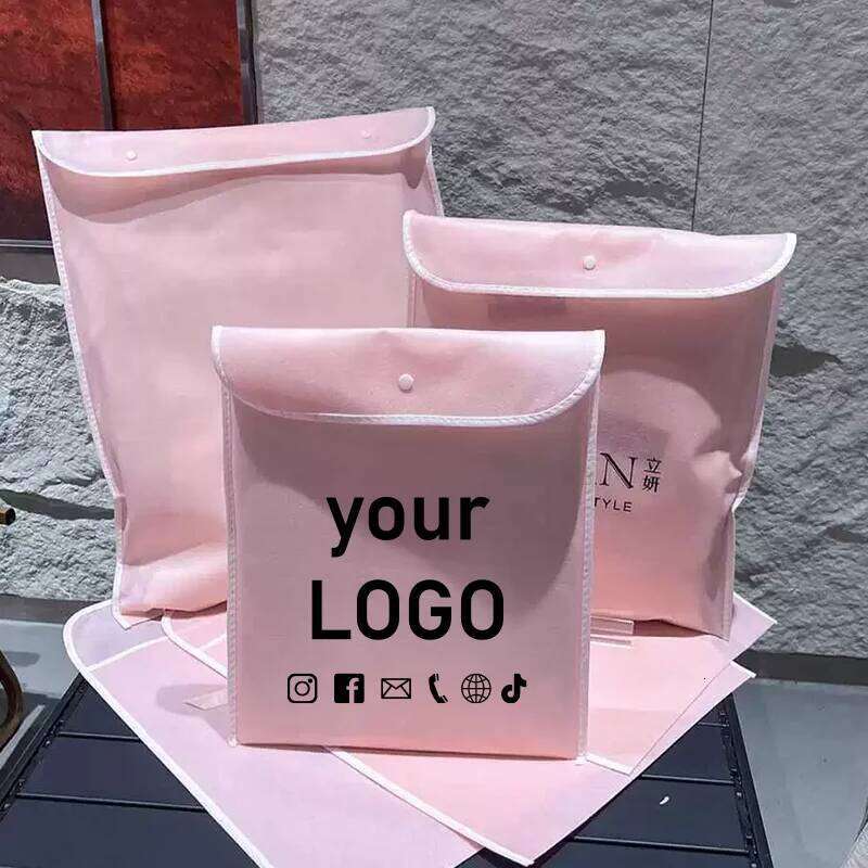 50Pcs Non Woven With Buttons Shopping Promotional Recyclable Tote Gift Bags Custom Printing Free Design