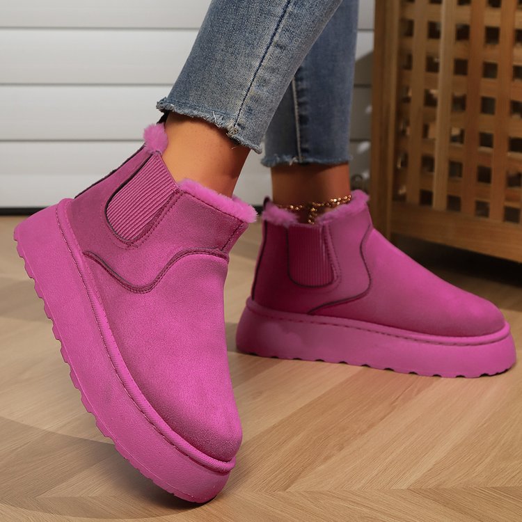 New Autumn/Winter 2025 Foreign Trade Women's Thick Soled Snow Boots The Cotton Shoes Have A Fleece Lined Interior Round Toed Slip - On Design