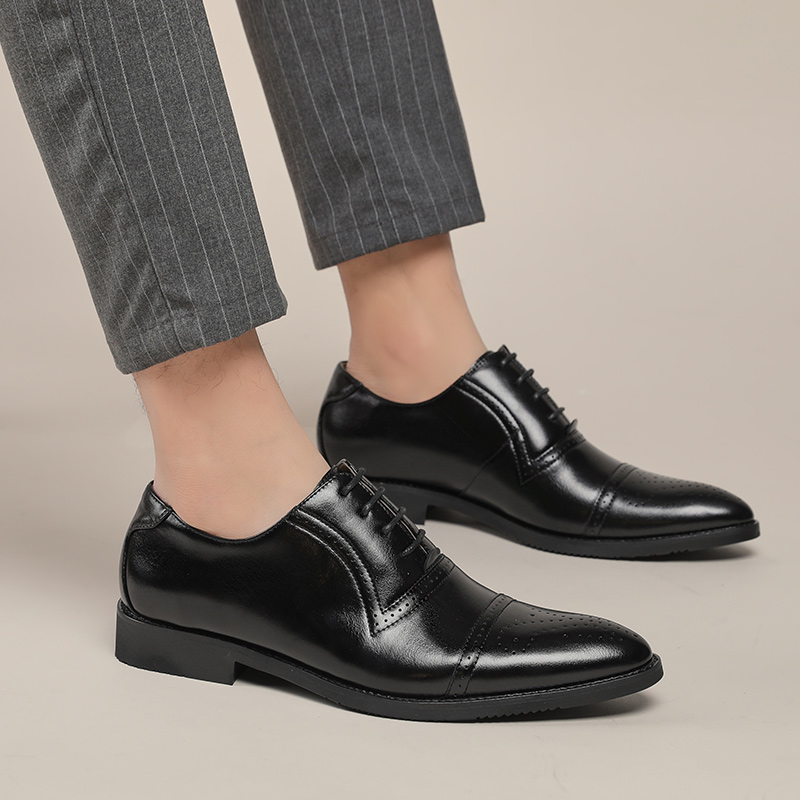 20411 Blok Business Men's Shoes Color blocked Pointed British Leather Shoes Suitable for Office Shoes Wedding Shoes