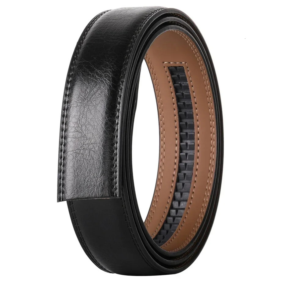 No Buckle 3.5cm Width Cowskin Genuine Leather Belt Men Without Automatic Buckle Strap Male Black Brown Blue Gray White B509 250730