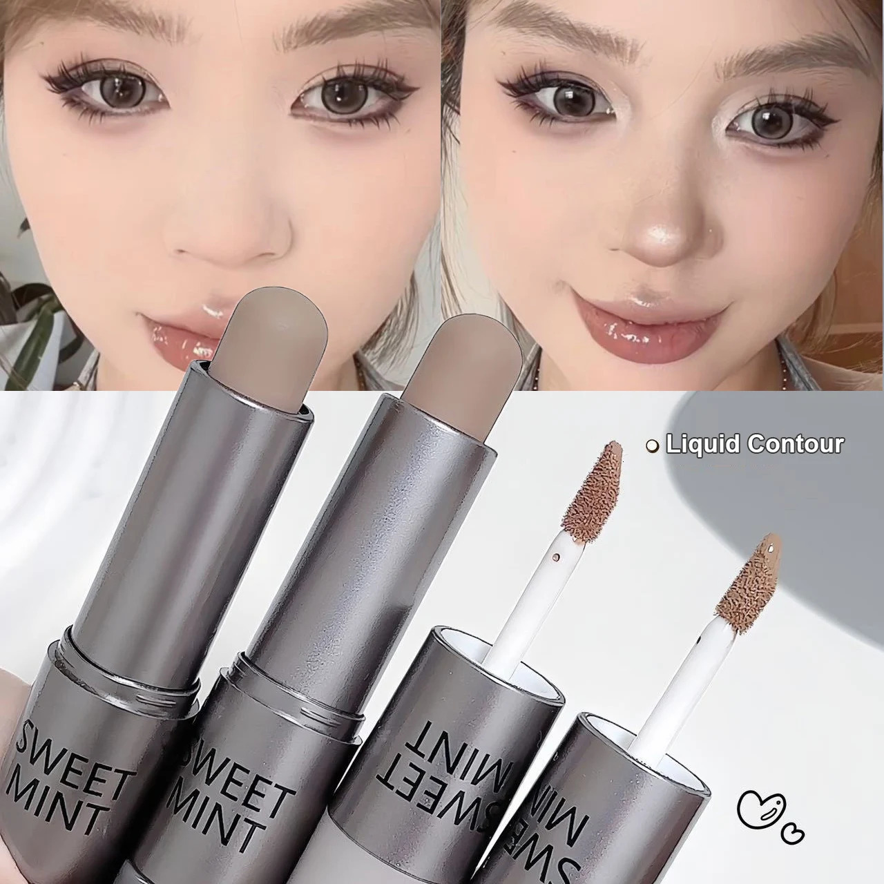Double-ended Moisturizing Matte Concealer Contour Stick Smooth Lasting 3D Nose Shadow Waterproof Face Bronzer Contour Makeup 250730