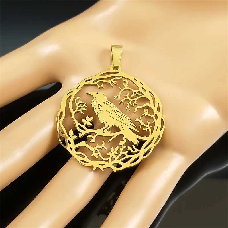 3Pcs Hollow Black Crow Charms for Women Men Stainless Steel Gold Silver Color Tree of Life Love Pendants Jewelry Making G250802