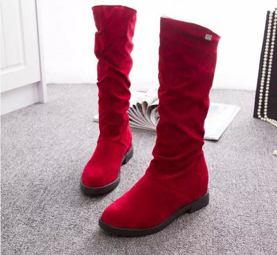 Versatile brushed women's inner height increasing boots, round toe mid heeled short boots, spring autumn winter Martin boots, British women'