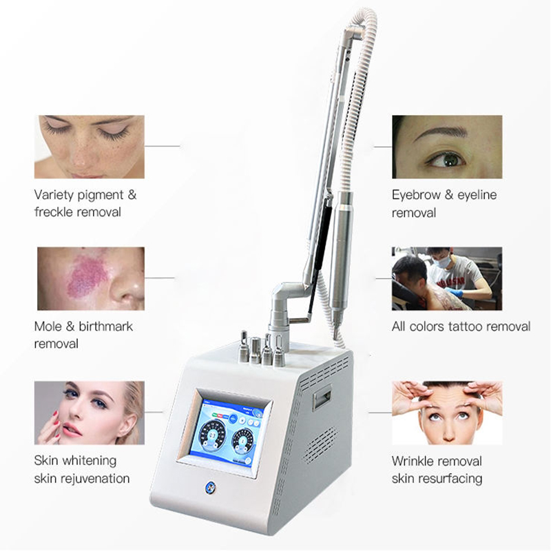 Good Quality Pico Laser Tattoo Removal Machine Q Switched Nd Yag Laser Condenser 24H Working Pigment Eyebrow Eyeline Freckle Removal Skin Color Bright