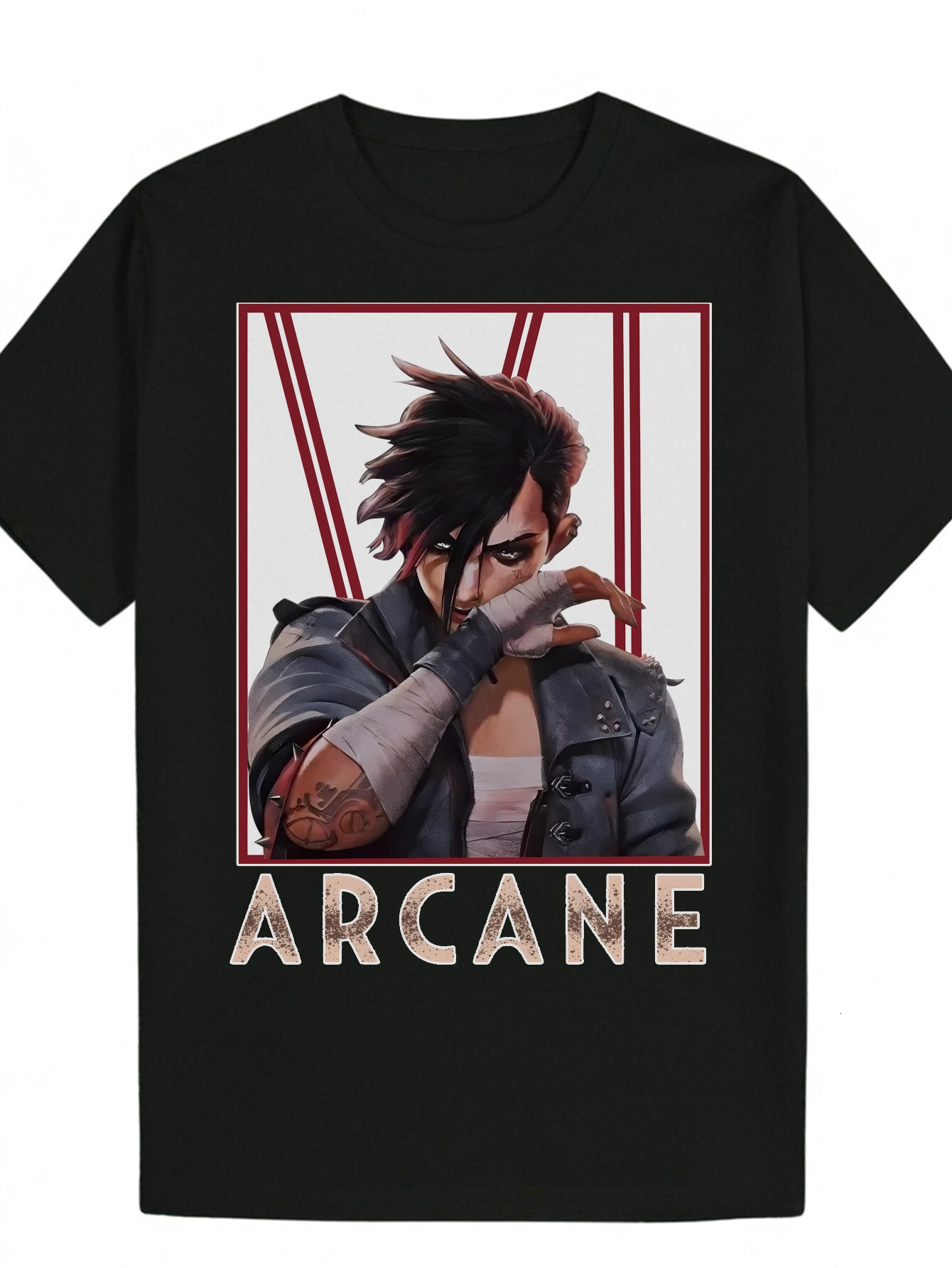 Men's Graphic Arcane Inspired Lightweight Breathable Polyester Shirt Suitable for Game Enthusiasts and Daily Wear - Machine Washable Black T-Shir