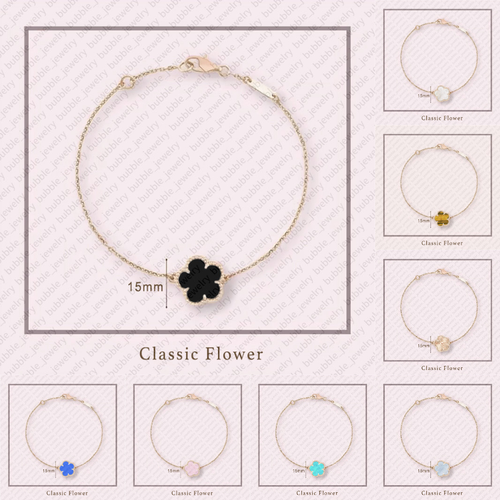 rose gold bracelet 2025 luxury jewelry designer bracelet women Y2K 4 clover bracelet motif flower pearl onyx sculpture spade jewelry bracelets top quality bracelet