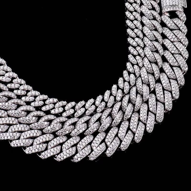 6mm Luxury Hip-hop Jewelry Weighs 925 Silver 1 Row Gemstone Silica Diamond Cuba Chain Mens Gift Cuba Necklace