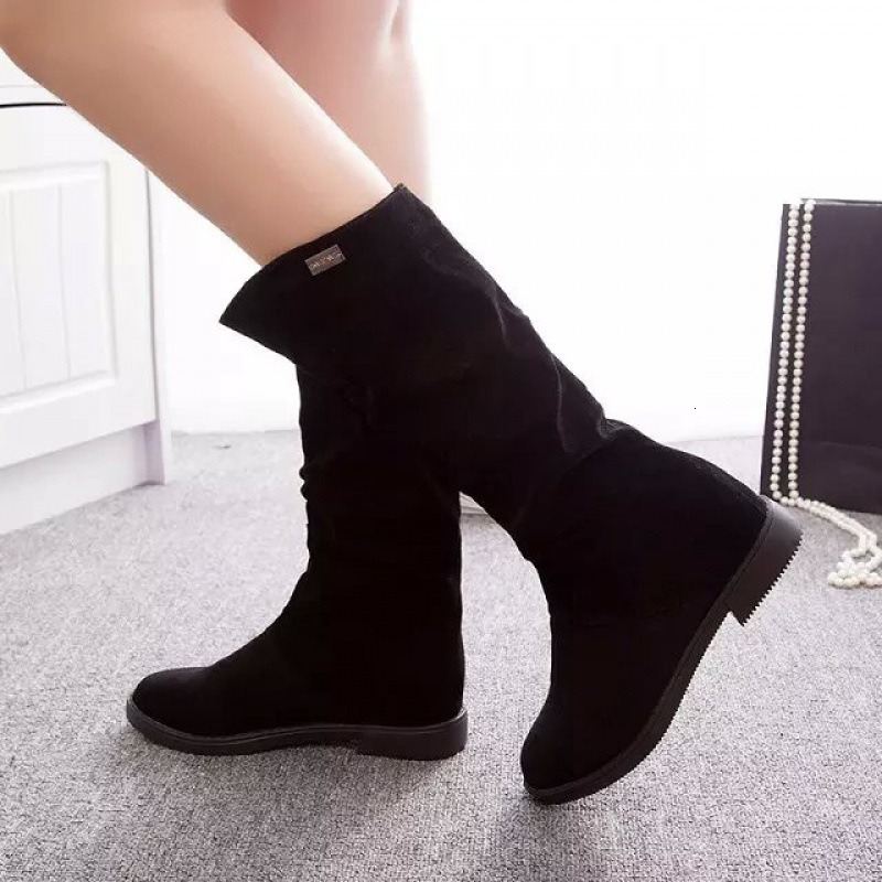Versatile brushed women's inner height increasing boots, round toe mid heeled short boots, spring autumn winter Martin boots, British women'