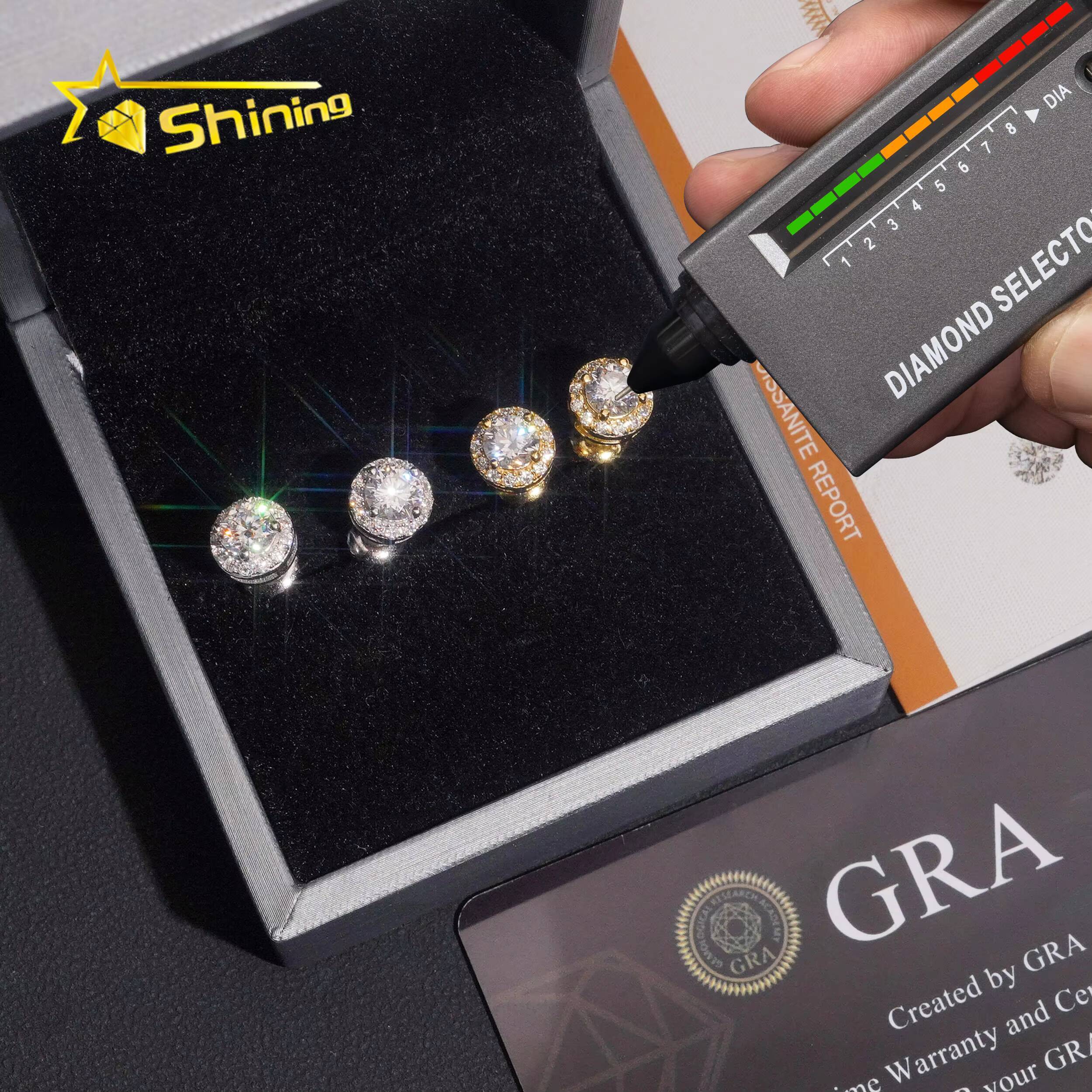 Ready to Ship Classic Prong Setting Hip Hop Earrings 925 Sterling Silver 5MM VVS Round Moissanite Stud Earrings Daily Wear