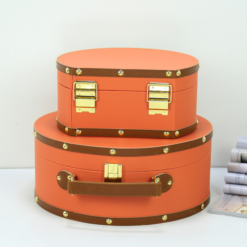 Model Home Furniture Soft Decoration Orange Half-Moon Handheld Ornament Storage Box New Chinese Style Simple