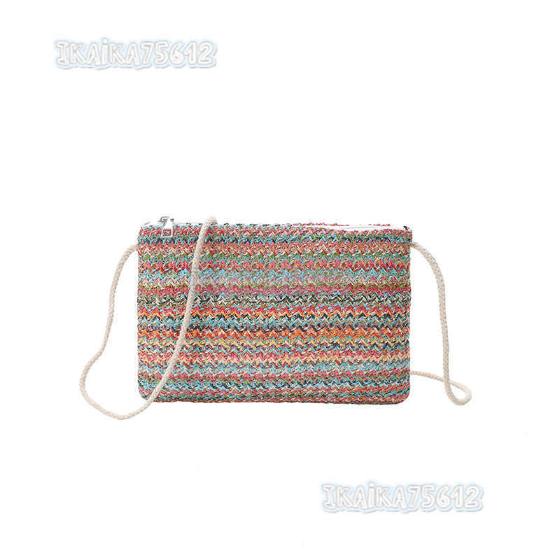 Color-block Straw Bag Envelope Small Bag 2025 Summer New Artistic Woven Fashion Single Shoulder Crossbody Beach Womens Bag H250804