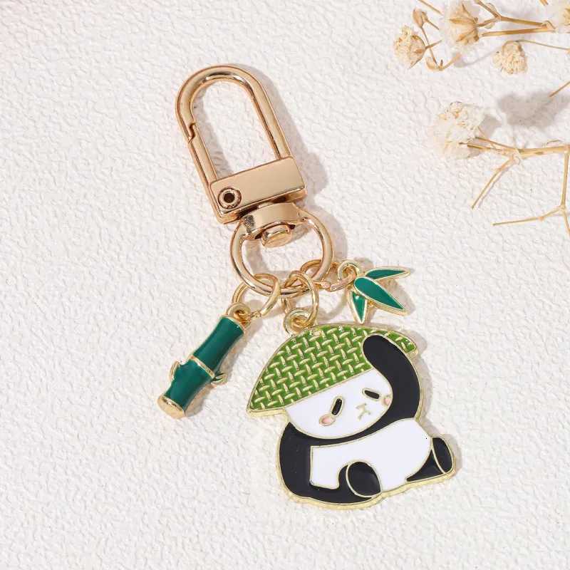 1pc Cute Panda Bamboo Leaves Drip Enamel Keychain Classic Chinese Style Car Bag Pendant Keyring For Handmade DIY Jewelry Making G250802