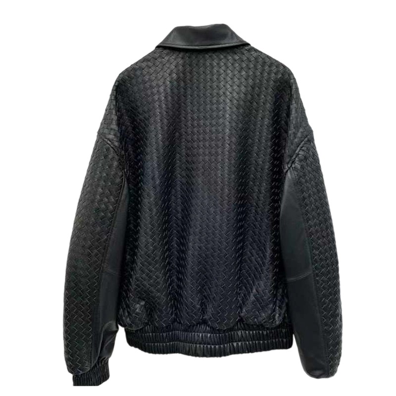 Women's Wear 2025 Early Autumn/Winter BV New Small Sheep Leather Jacket Knitted Collar Leather Coat Women's Coat