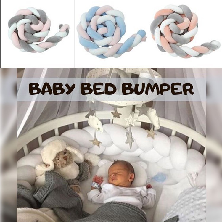 4M Baby Bed Bumper On the Crib Bedding Set for born Baby Cot Protector Knot Braid Pillow Cushion Crib Anti-collision Bumper 220718