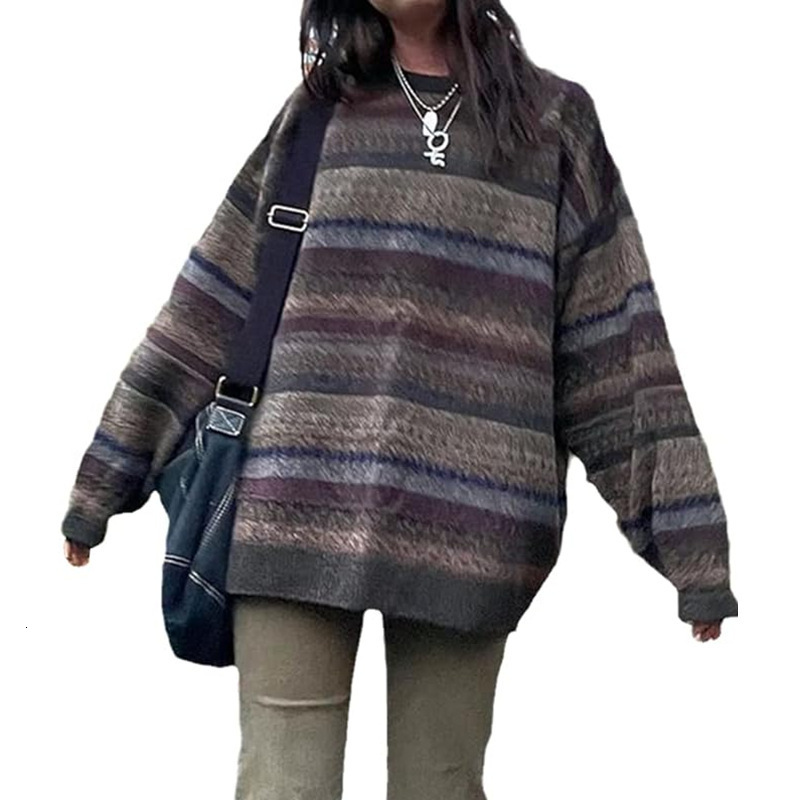 knitted sweater hip-hop street loose wool retro pullover sweater for women Y2K Harajuku punk style spring sweater 240801