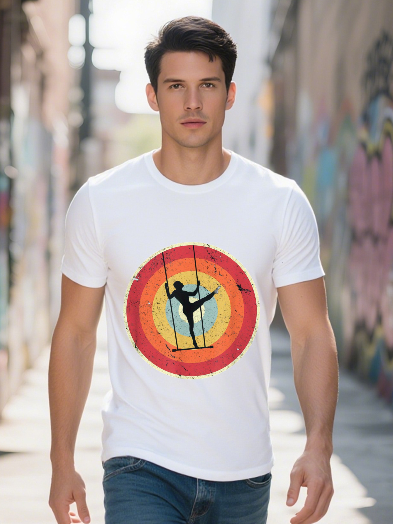 Circus Retro Style High Swing T Shirt Cotton 38841