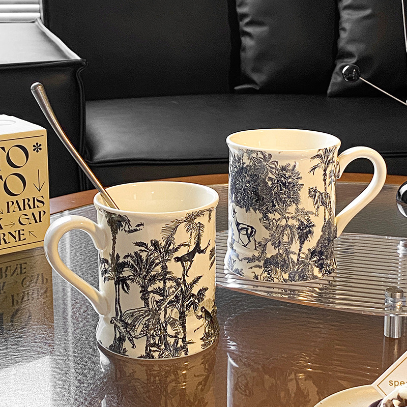 French Style Ceramic Water Microwave Safe Individual Color Box Office Niche Ins Milk Oatmeal Cup