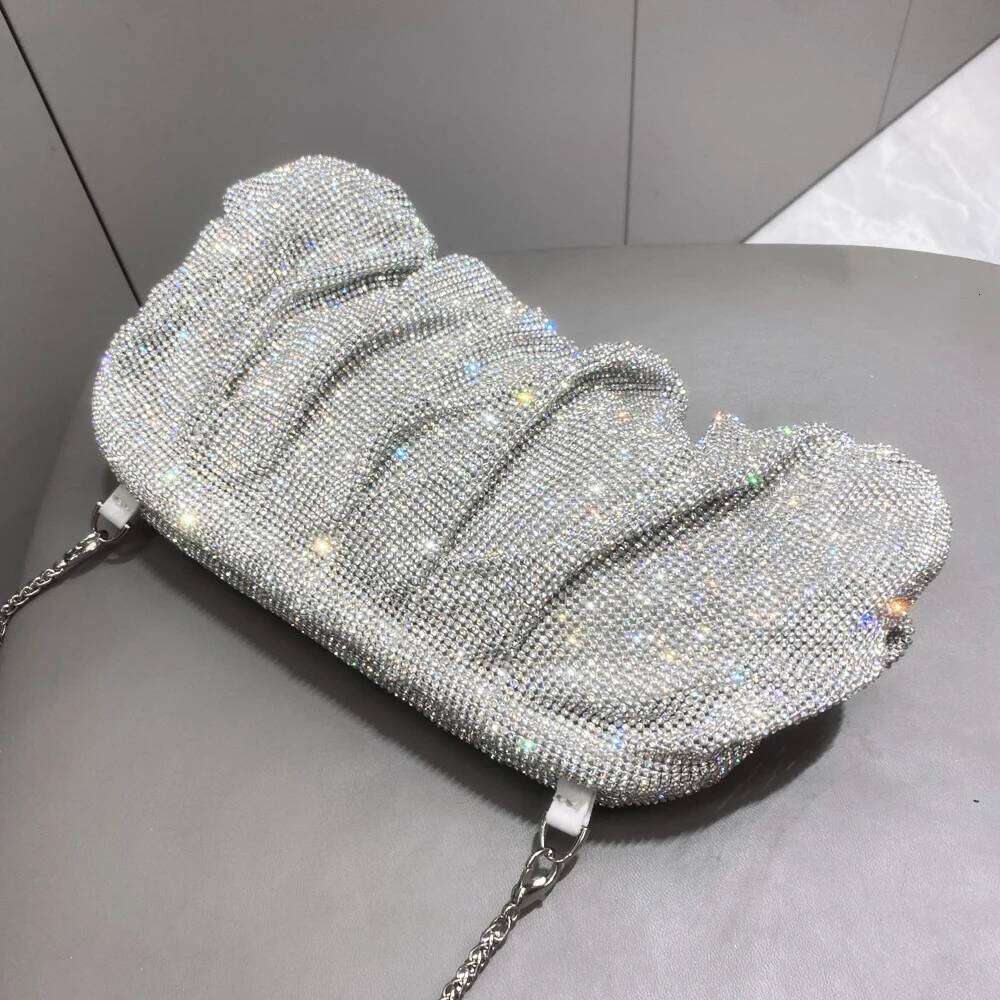 Shiny Rhinestones Handmade Evening Clutch Bags New Folds Purses And Handbags Designer Wedding Party High Quality