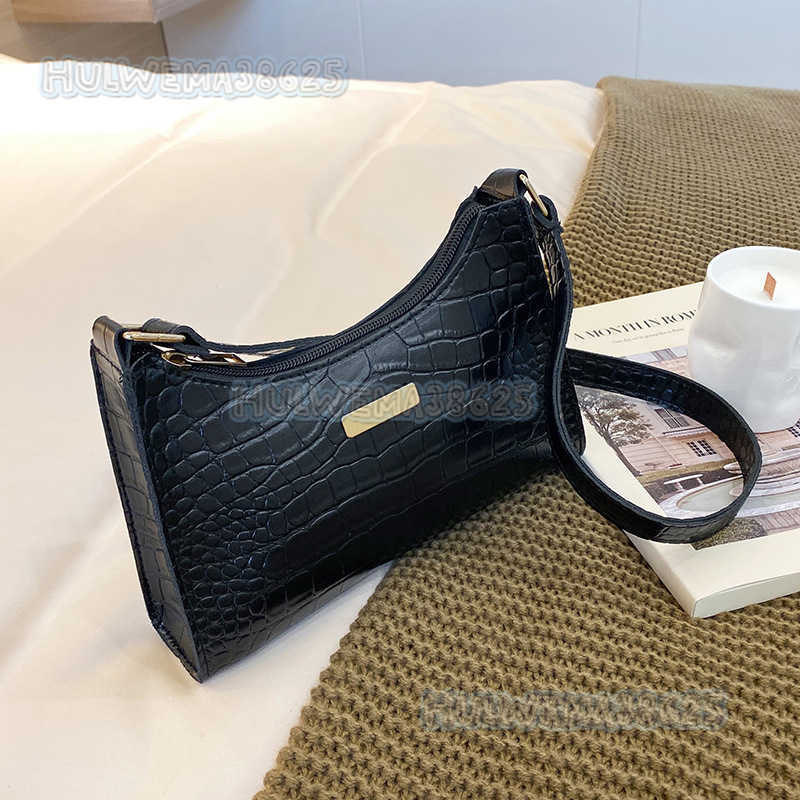 2025 New Womens Bag Underarm Shoulder Bag Fashionable Ladies Crocodile Pattern Small Square Bag H250804