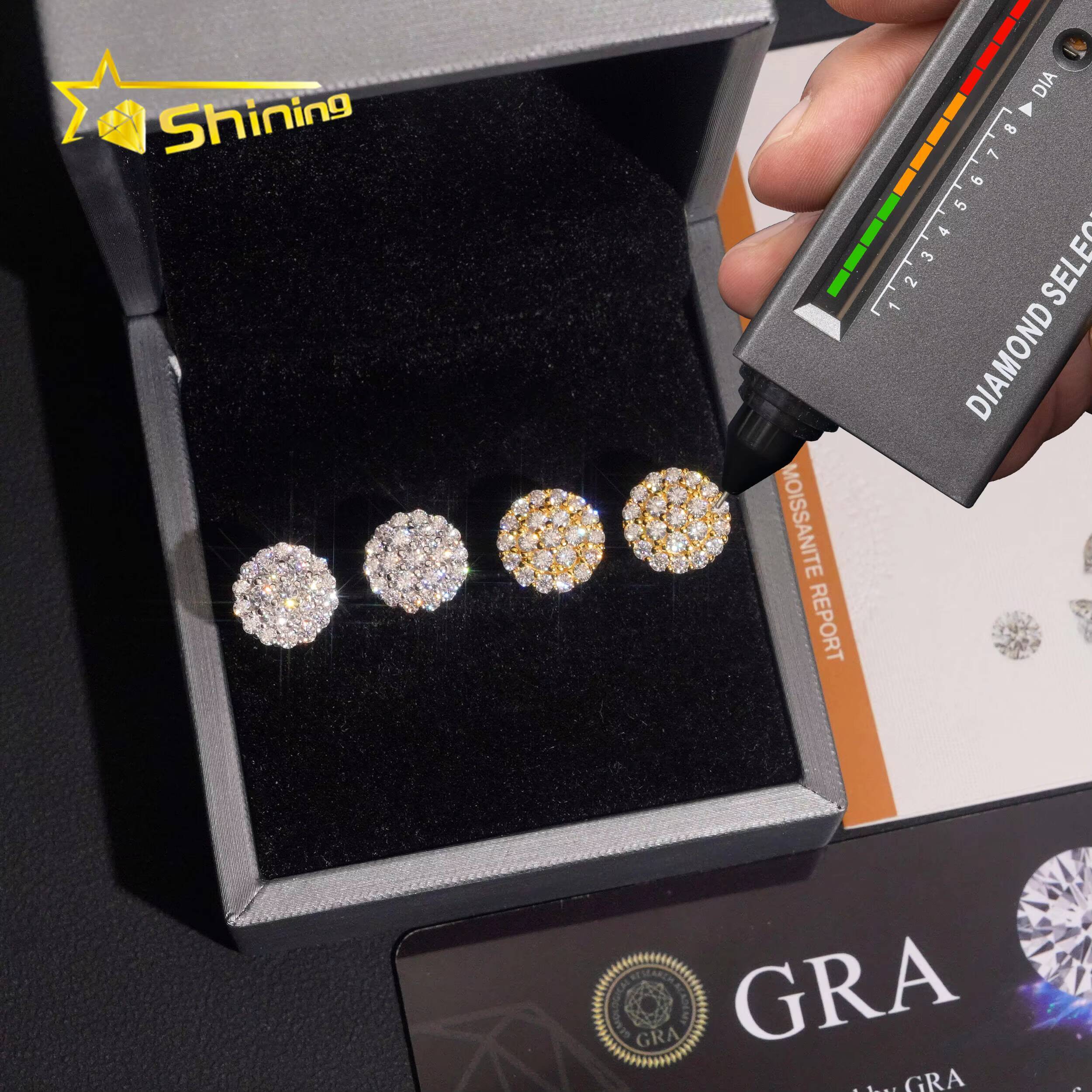 Wholesale Bulk 925 Sterling Silver Fashion Cute Earrings Small Stud Vvs Miossanite With Certificate Gold Plated