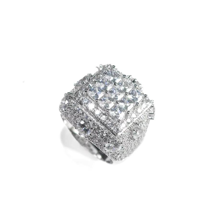 Hip Hop GRA High Quality Iced Out Bling 925 Sterling Silver Pass Diamond Tester VVS Princess Cut Moissanite Cluster Ring for Men