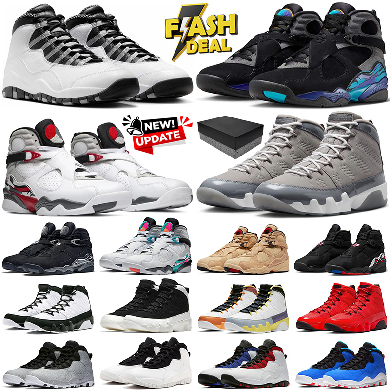 With Box Aqua Cool Grey Steel Designer Mens Basketball Shoes 8s 9s 10s Men Bugs Bunny Bred Shadow Outdoor Sports Sneakers Trainers Runners