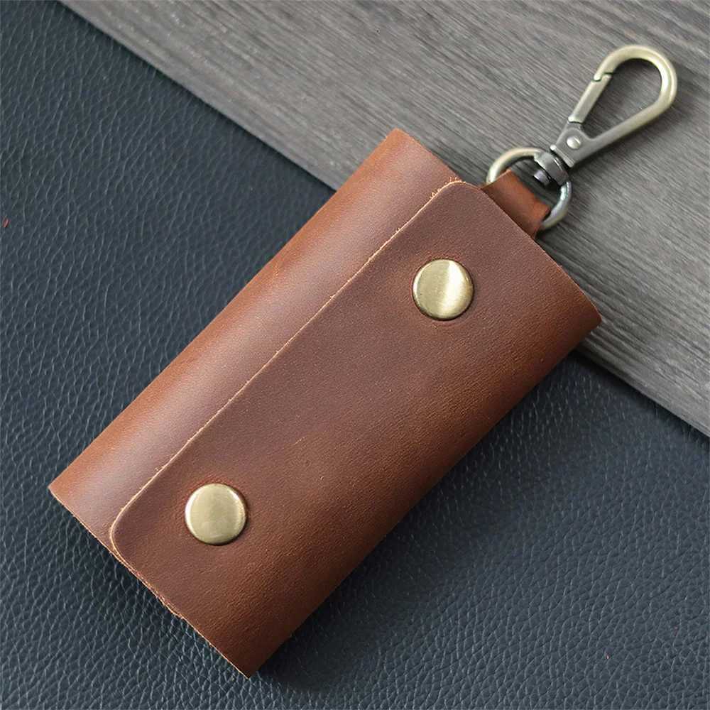 100% Genuine Leather Multi-function Key Bag High Quality Crazy Horse Leather Key Pouch Unisex Leather Business Gift G250802