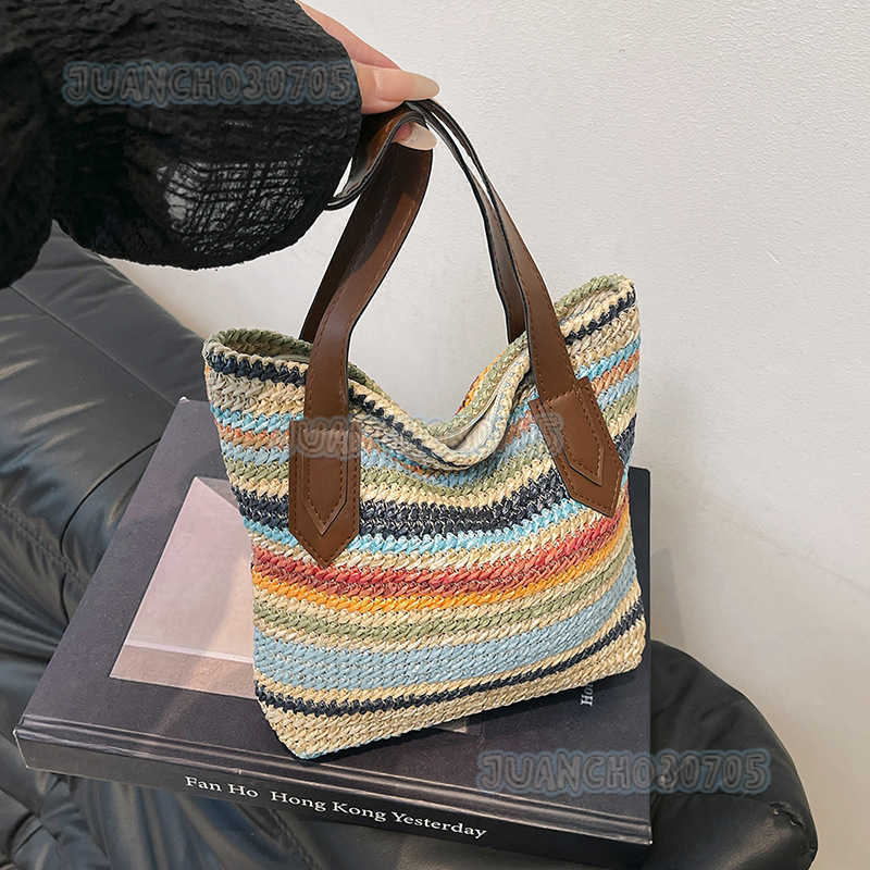 Trendy Large Capacity Straw Bag for Women 2025 New Summer Casual Woven Beach Vacation Shoulder Bag H250804