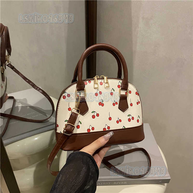 New Trendy Girl Handbag Fashion Commuter Cherry Pillow Bag Niche Printed Texture Shoulder Bag Underarm Bag H250804