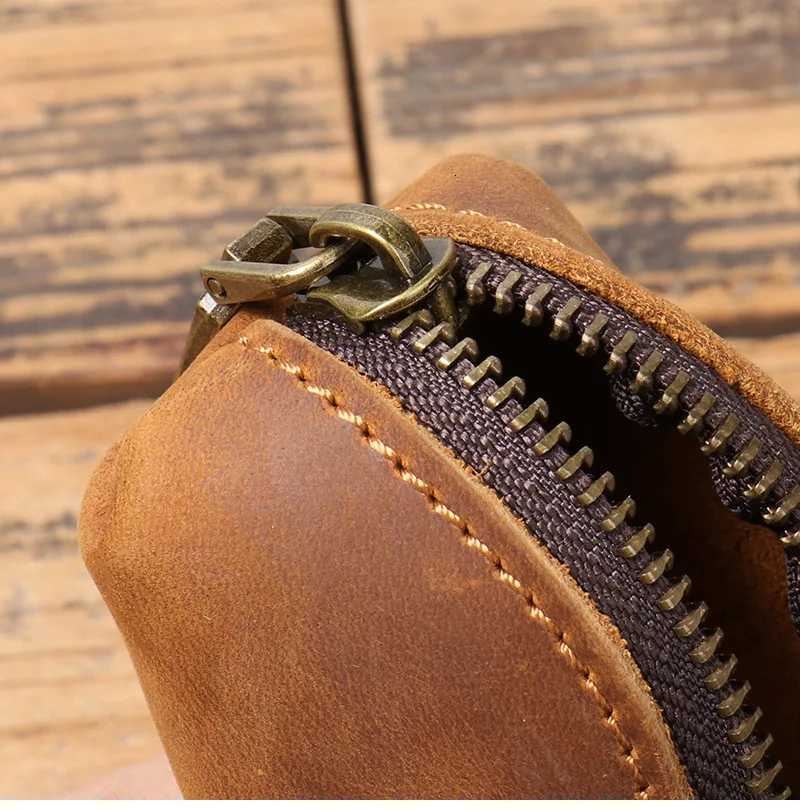 Genuine Leather Coin Purse Vintage Zipper Clutch Wallet Retro Credit Card Holder Card Case Womens Key Holder Organizer Pouch G250802