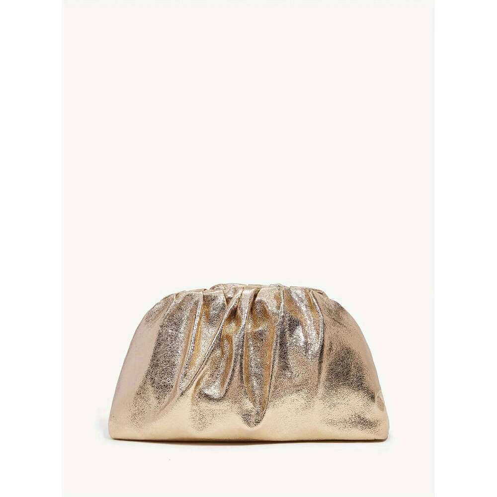 Women Metalic Clutch Grab Bag In Sier Gold Color Suitable For Wedding Party ,Christmas, Valentine's Day And Dinner