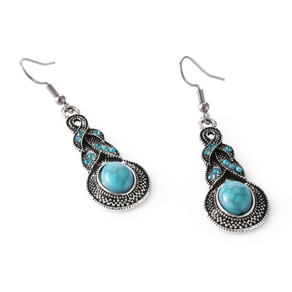 Vintage Bohemian Style Turquoise Diamond Accented Earrings for Women New Arrival Versatile Stylish Jewelry