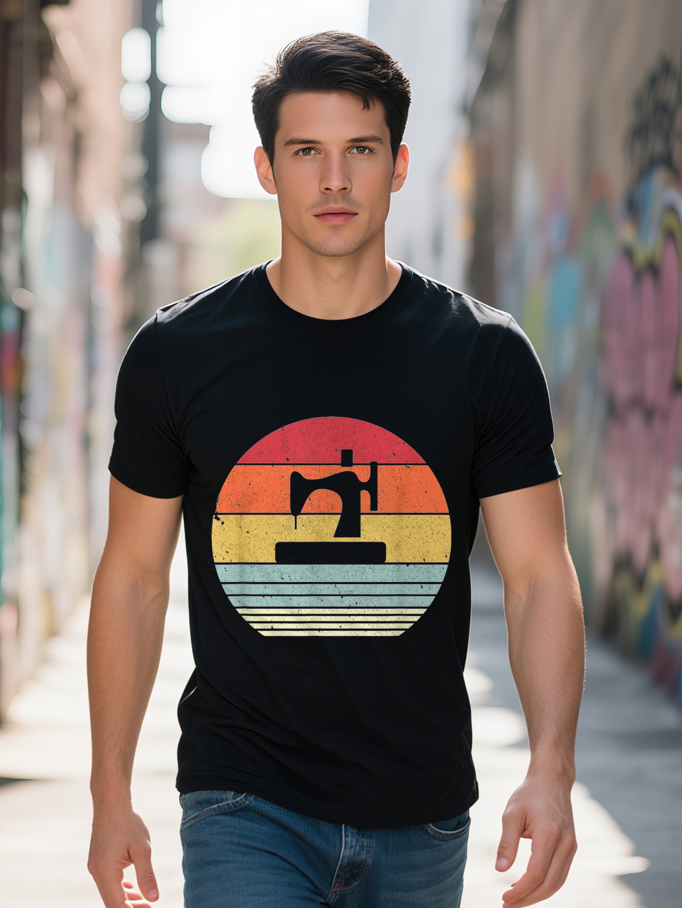 Sewing Hine Shirt Retro Style T-Shirt Cotton G 10147 1766a