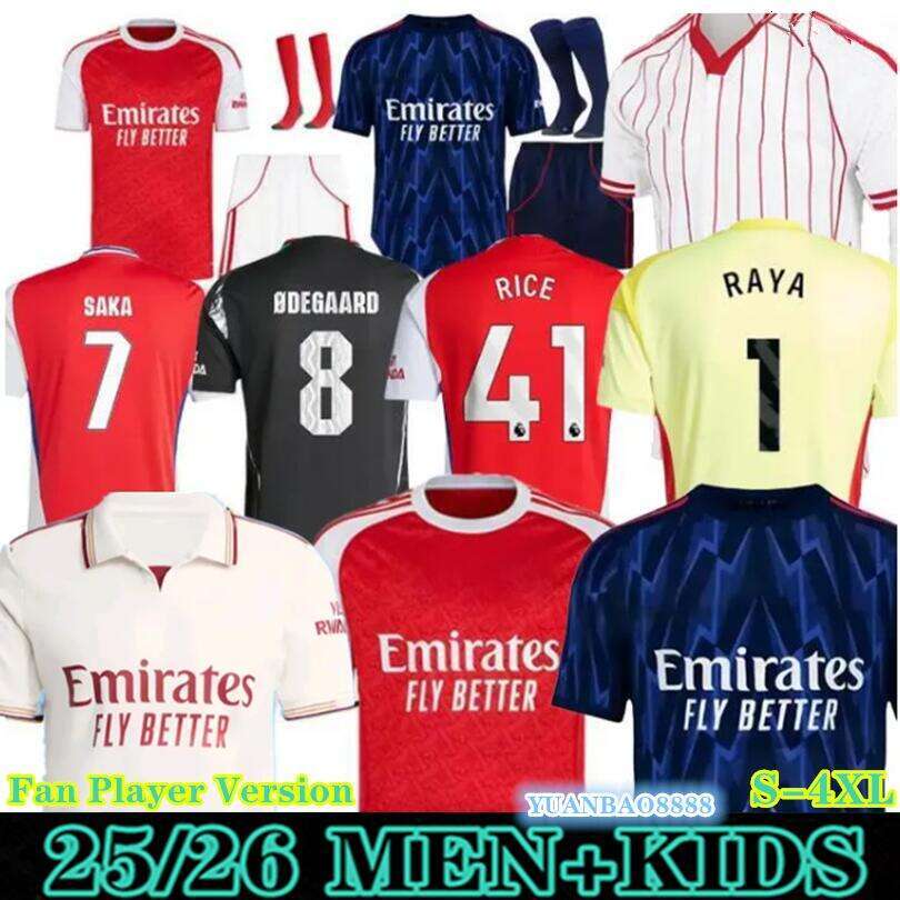 arsenalfootball kits 25 26 ODEGAARD HAVERTZ RICE SAKA soccer jerseys SALIBA Fans Player version 2025 2026 football kits shirt Men Kids sets tops arsen 25 26 jersey 4XL