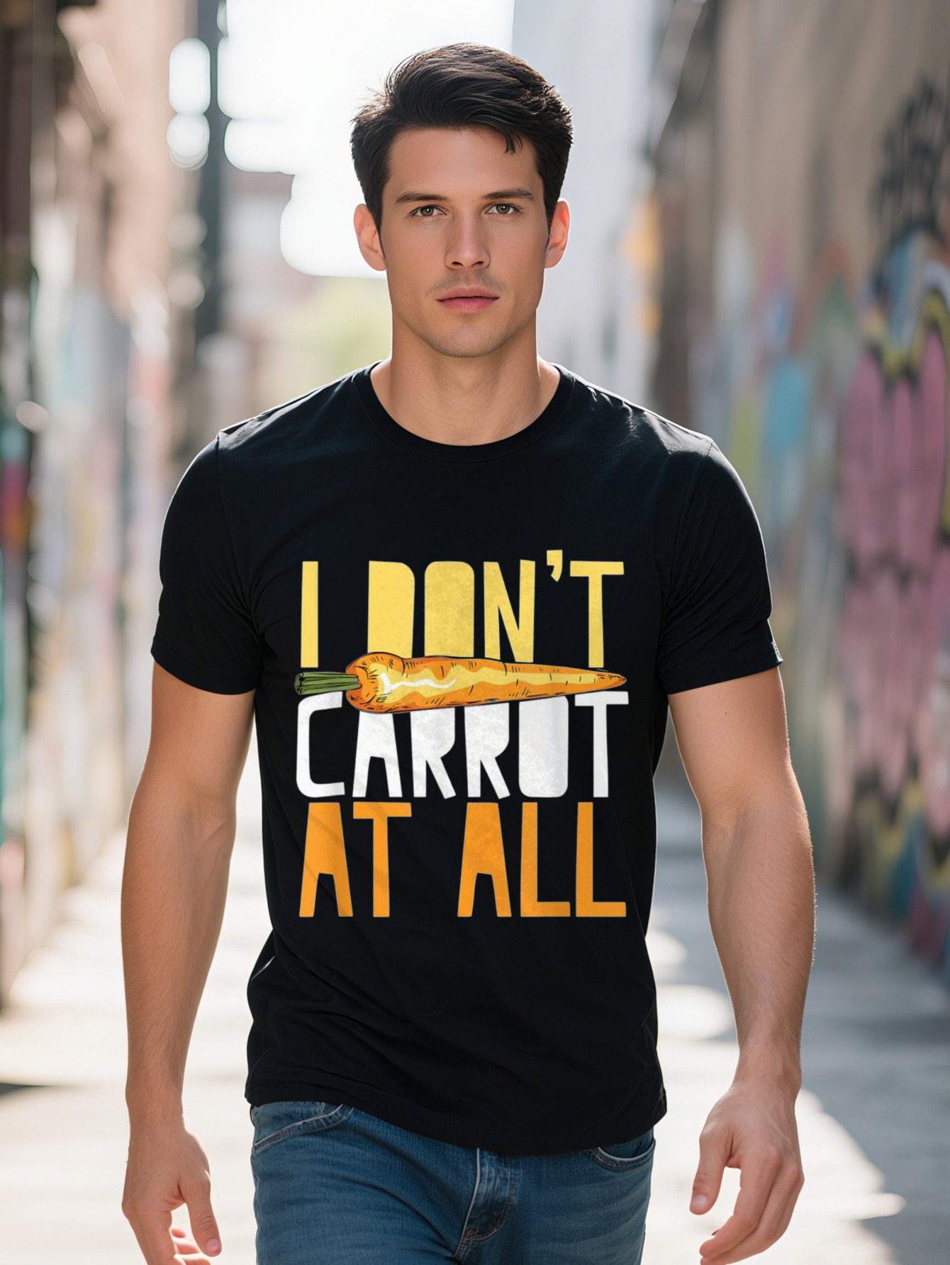 Men's T-shirt Cotton I Don't Carrot At All Vegan Easter Vegetable Eating Pun Joke T Shirt 71a8d 3224c