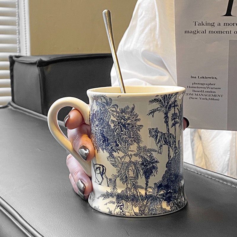 French Style Ceramic Water Microwave Safe Individual Color Box Office Niche Ins Milk Oatmeal Cup