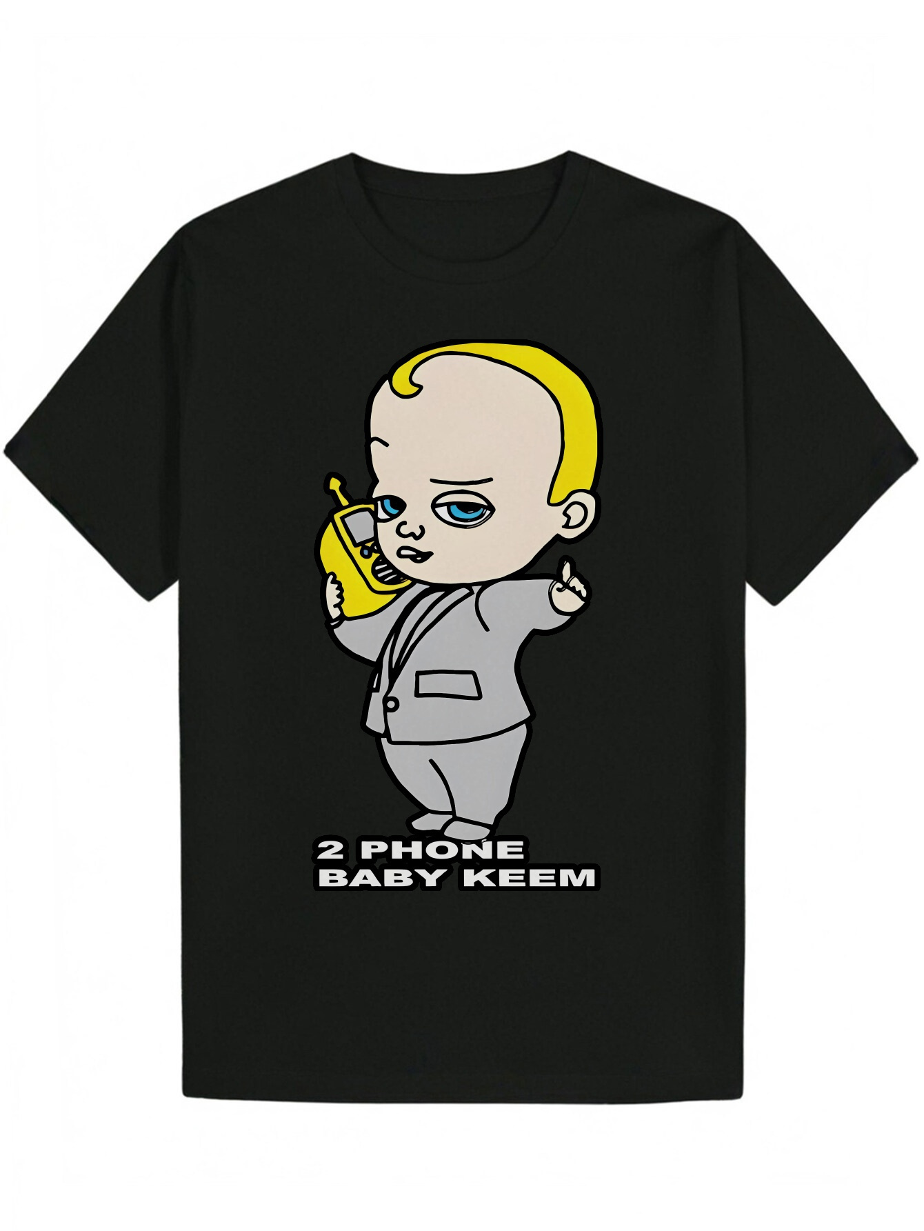 Men's Round Neck T-Shirt, Cartoon Character Design, Slightly Elastic Fa, Regular Fit - Perfect for Casual Wear, Summer T-Shirt Playful Design | P
