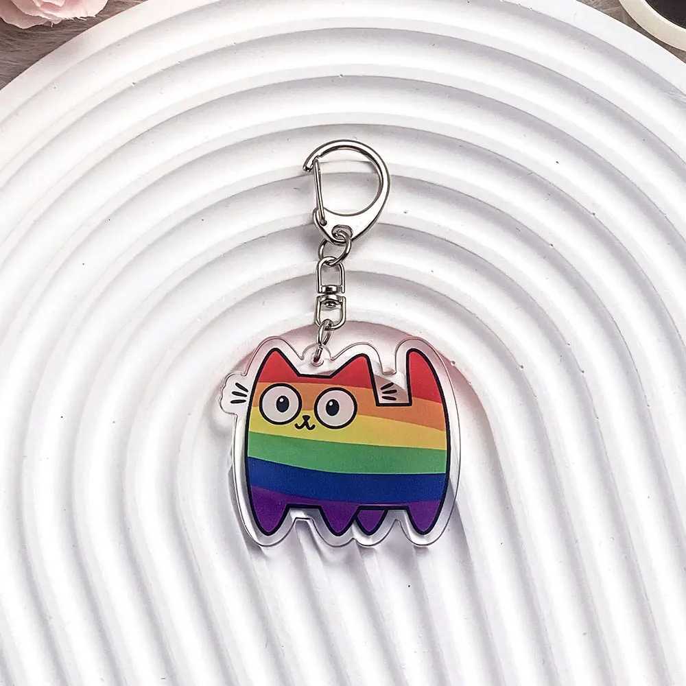Colorful Cat Acrylic Car Keychain Accessories Bag Charm Cute Cartoon Funny Student Backpack Pendant Keyring Gifts For Friends G250802