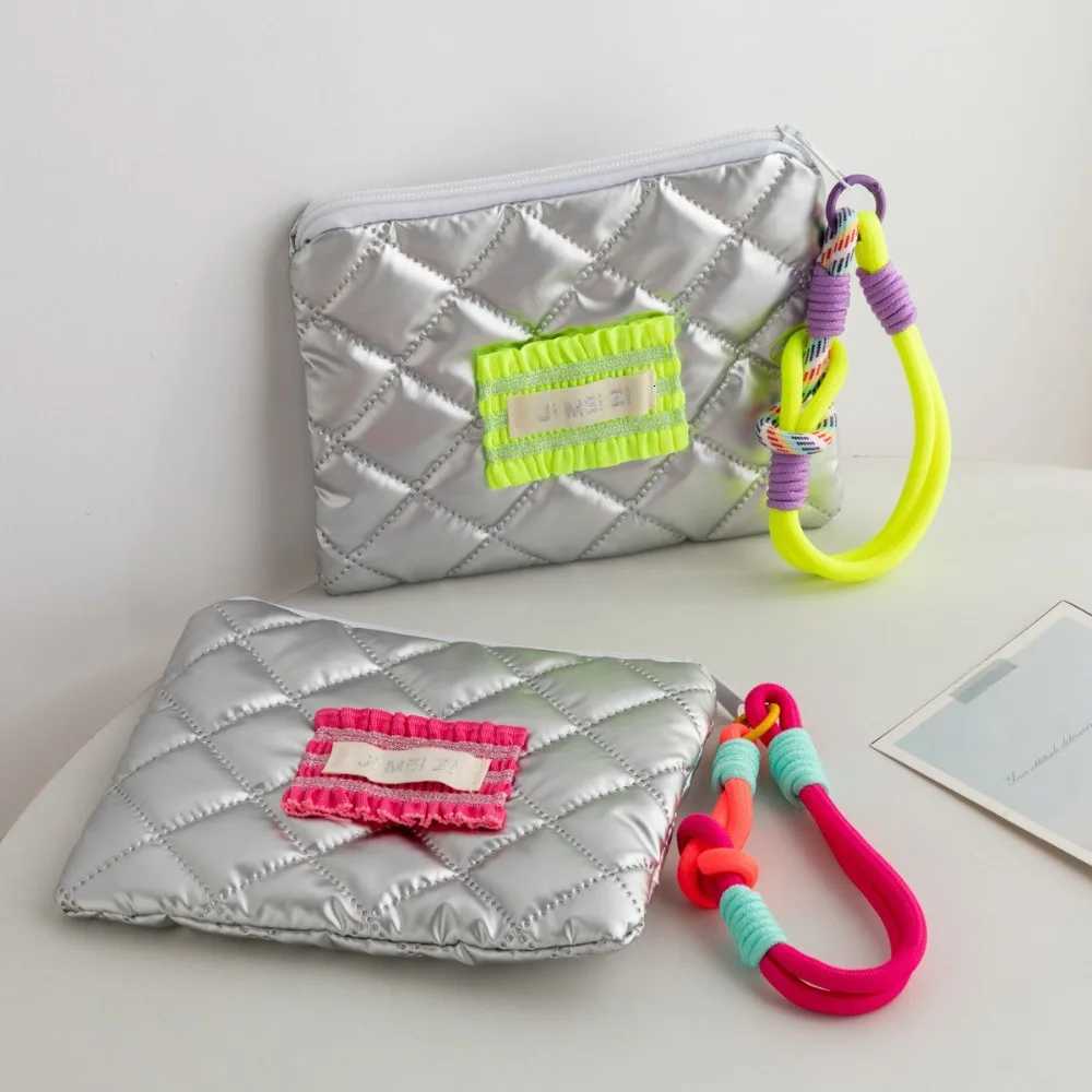 Korean Style Love Heart Silver Coin Purse with Hanging Rope Small Item Bag Handbag Wallet Stuffed Cotton Cosmetic Bag Girls G250802