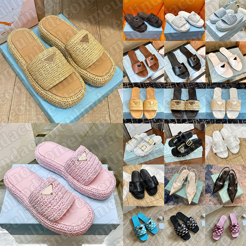 free shipping designer sandals women summer slippers stylish luxury slides woven fabric sandal outdoor beach comfortable shoes brown black pink