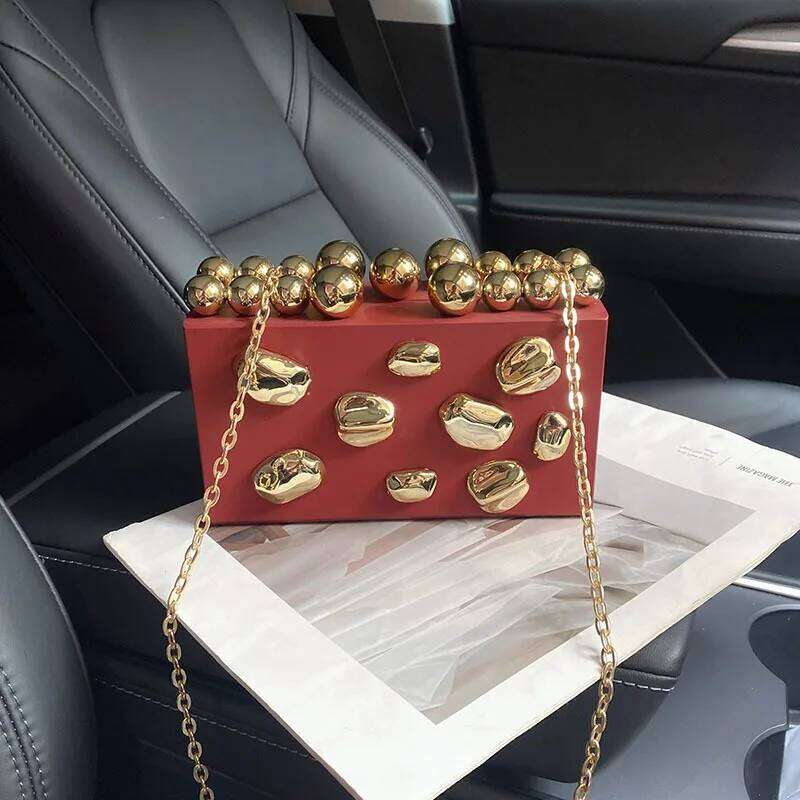 Fashion Metal Rivets Women Evening Clutch Shoulder Bag Wedding Purse Party Crossbody Day Box Date Girl