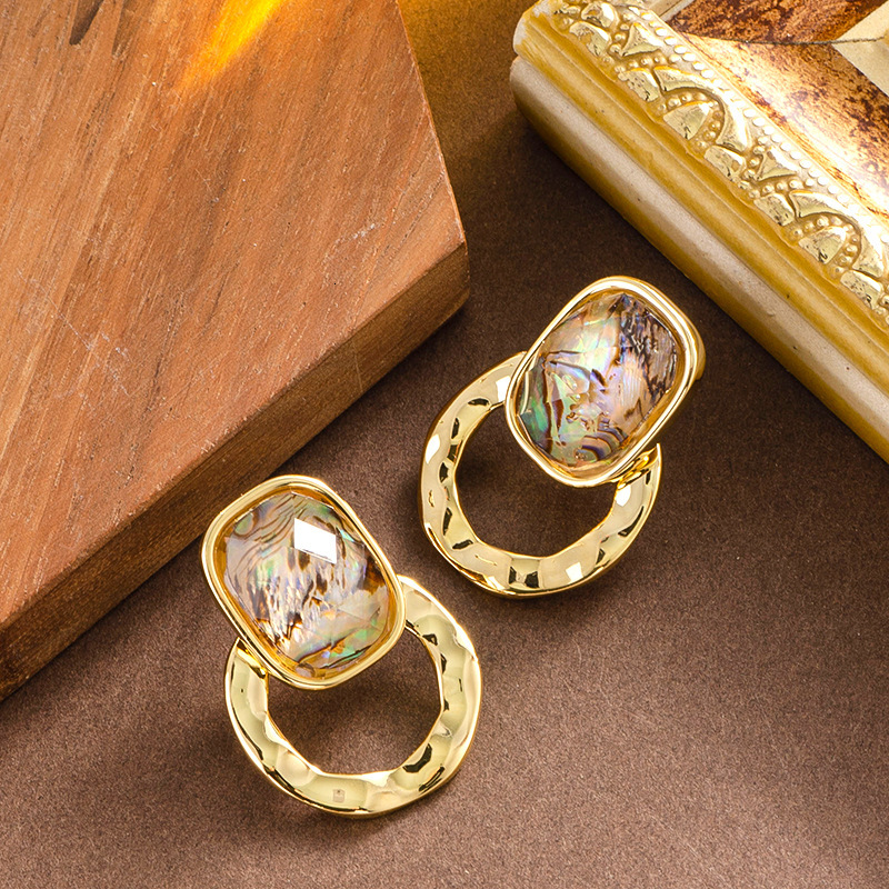 Elegant Fashionable Style Natural Abalone Shell Earrings for Women, Niche Temperament, High-end Sier Needle Ear Jewelry